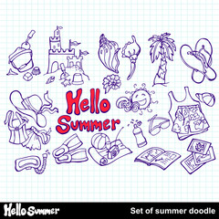 set of summer doodle, sketch
