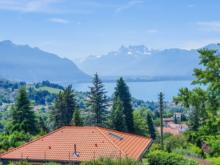 Vista, montreux, lago, genebra, suíça