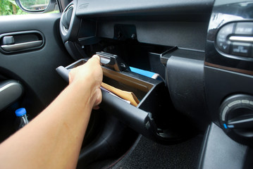 Obraz na płótnie Canvas Document storage in the car.