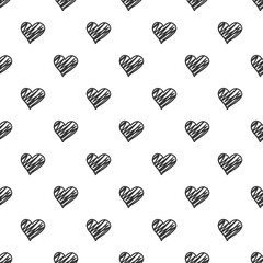 Geometric hearts seamless pattern on white background. 14 february.