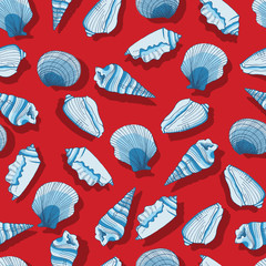 Nautical Seashells Vector seamless Pattern