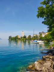 Vista, montreux, lago, genebra, suíça