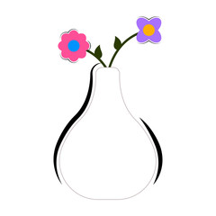 Isolated vase icon with colored flowers - Vector