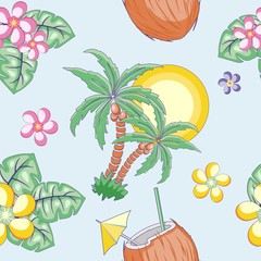Summer Exotic mood Vector Seamless Pattern Textile Design