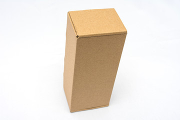 Cardboard box, white background, top view