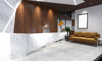 3d render of luxury hotel lobby and reception