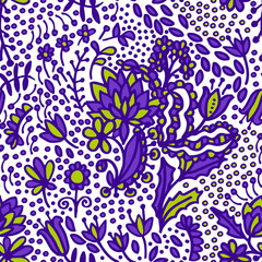 seamless floral pattern in violet and light green