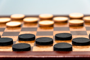 Obraz na płótnie Canvas entertaining board game called checkers for the whole family and friends 