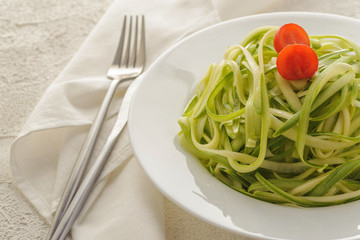 Zucchini spaghetti.