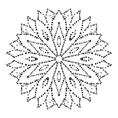 Ornamental round doodle flower isolated on white background. Black outline mandala. Geometric circle element. Vector illustration.