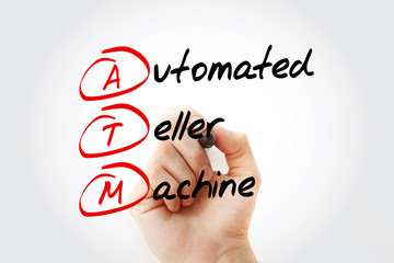 ATM - Automated Teller Machine acronym with marker, concept background