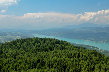 Fototapeta premium Pyramidenkogel, view of the Lake Worthersee, Carinthia, Austria