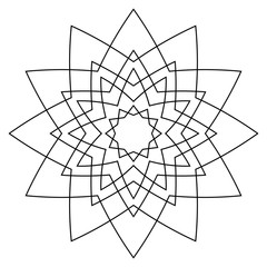 Obraz premium Mandala isolated on white background. Ornamental black round doodle flower isolated on white background. Black outline mandala. Geometric circle element. Vector illustration.