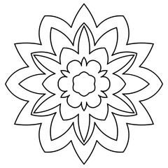 Mandala isolated on white background. Ornamental black round doodle flower isolated on white background. Black outline mandala. Geometric circle element. Vector illustration.