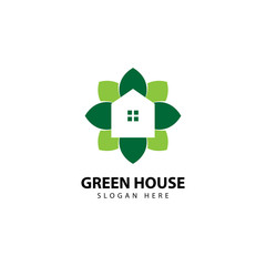Green House Logo Design Vector