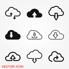 Cloud icon, outline and solid vector illustration