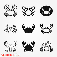 Crab vector icon. crab sign on background - obrazy, fototapety, plakaty