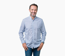 Fototapeta premium Handsome middle age elegant senior man over isolated background with a happy and cool smile on face. Lucky person.