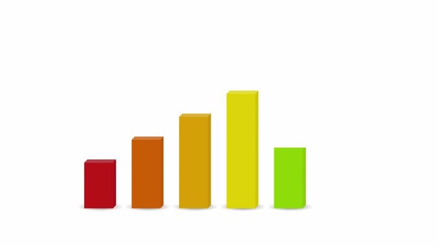 3d of moving up colorful bar chart and arrows on white color background