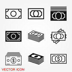 Currency Banknotes vector icon. Illustration style is a flat iconic
