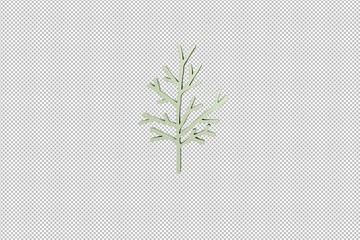3D illustration of Tree, light green color with transparent background.