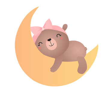 Sleepy baby bear. Vector illustration