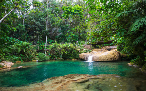 El Nicho waterfall, located in the Sierra del Escambray mountains not far from Cienfuegos