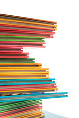 Stack of books on isolated white background.