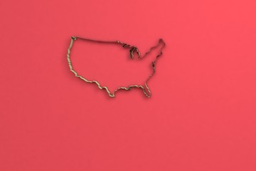 3D illustration of Usa, green color with red background.