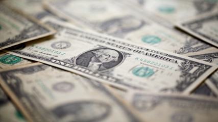 U.S. dollar, American dollar bank notes for business, finance concept background, selective focus with shallow depth of field, hd ratio, 16x9