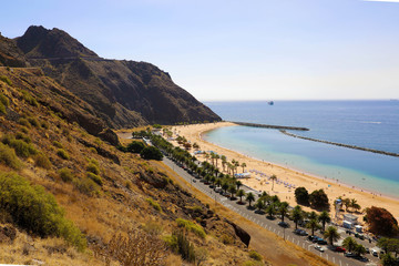 Fototapeta na wymiar Panoramic view of Las Teresitas Beach, Tenerife, Spain