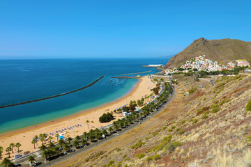 Fototapeta na wymiar Panoramic view of San Andres village and Las Teresitas Beach, Tenerife, Spain