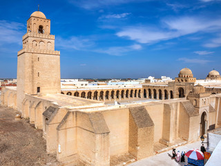 The Great Mosque at Kairouan is one of the most impressive and largest Islamic monuments in North Africa and has a tower 4.25 metre high and is one of the oldest places of worship in the Islamic world