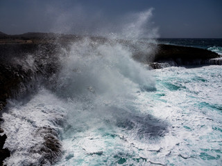 Crashing waves at Shete Boka National park, curacao