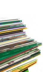 Stack of books on isolated white background.