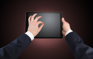 Hand using tablet with no concept and empty space
