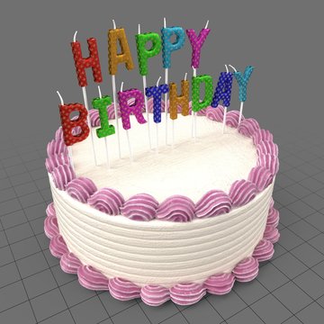 3d Birthday Cake And Party Decorations Stock Illustration - Download Image  Now - Anniversary, Birthday, Birthday Cake - iStock