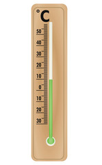 Wooden brown thermometer. vector illustration