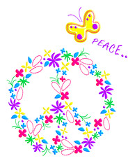 Fototapeta na wymiar Peace sign pattern, graphics for kids, t-shirt print
