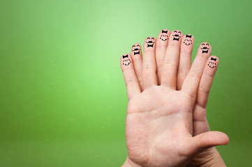 Elegant happy face fingers hugs each other 