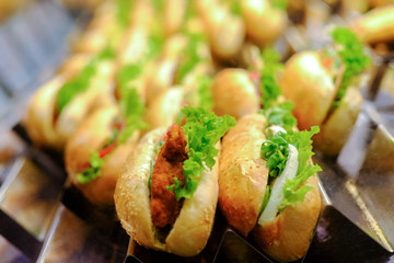 Delicious sandwiches on the counter.