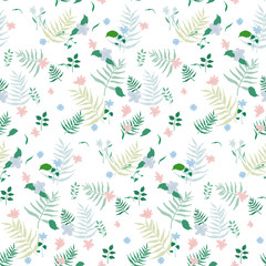 Flower and fern seamless pattern
