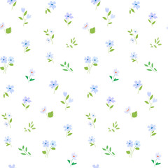 Fototapeta na wymiar Blue wildflowers seamless pattern