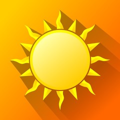 sun icon in Flat  One of web collection icon can be used for UI, UX. Sunshine, heat.  simple clean flat long shadow icon illustration for web design, element, print and presentation
