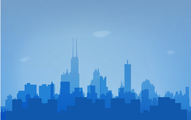 Fototapeta na wymiar Vector illustration of blue city silhouette