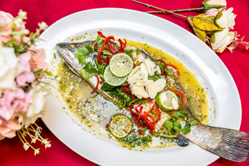 Steamed Seabass Fish with Lemon