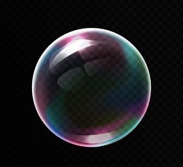 Realistic soap bubbles with rainbow reflection set isolated vector illustration