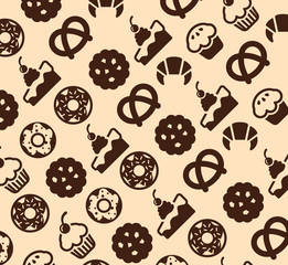 Obraz premium Cake pattern. Seamless background. Vector illustration ESP10.