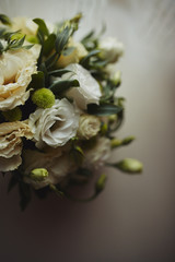 Obraz na płótnie Canvas beautiful Wedding bouquet, wedding floristry. Stylish wedding bouquet bride. Close up. Side view. Wedding decor. Artwork.