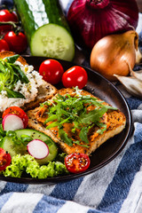 Breakfast - sandwiches with vegetable salad